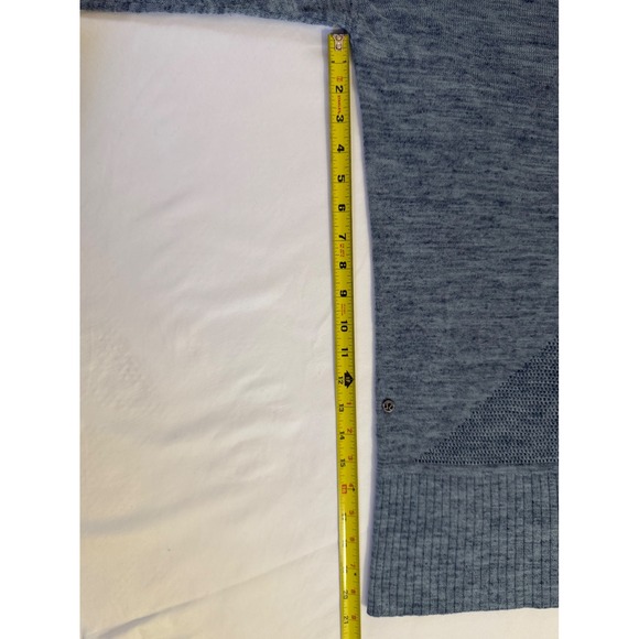 Lululemon Open Front Hooded Cardigan Blue Heathered Knit Thumbholes Womens - Picture 7 of 8